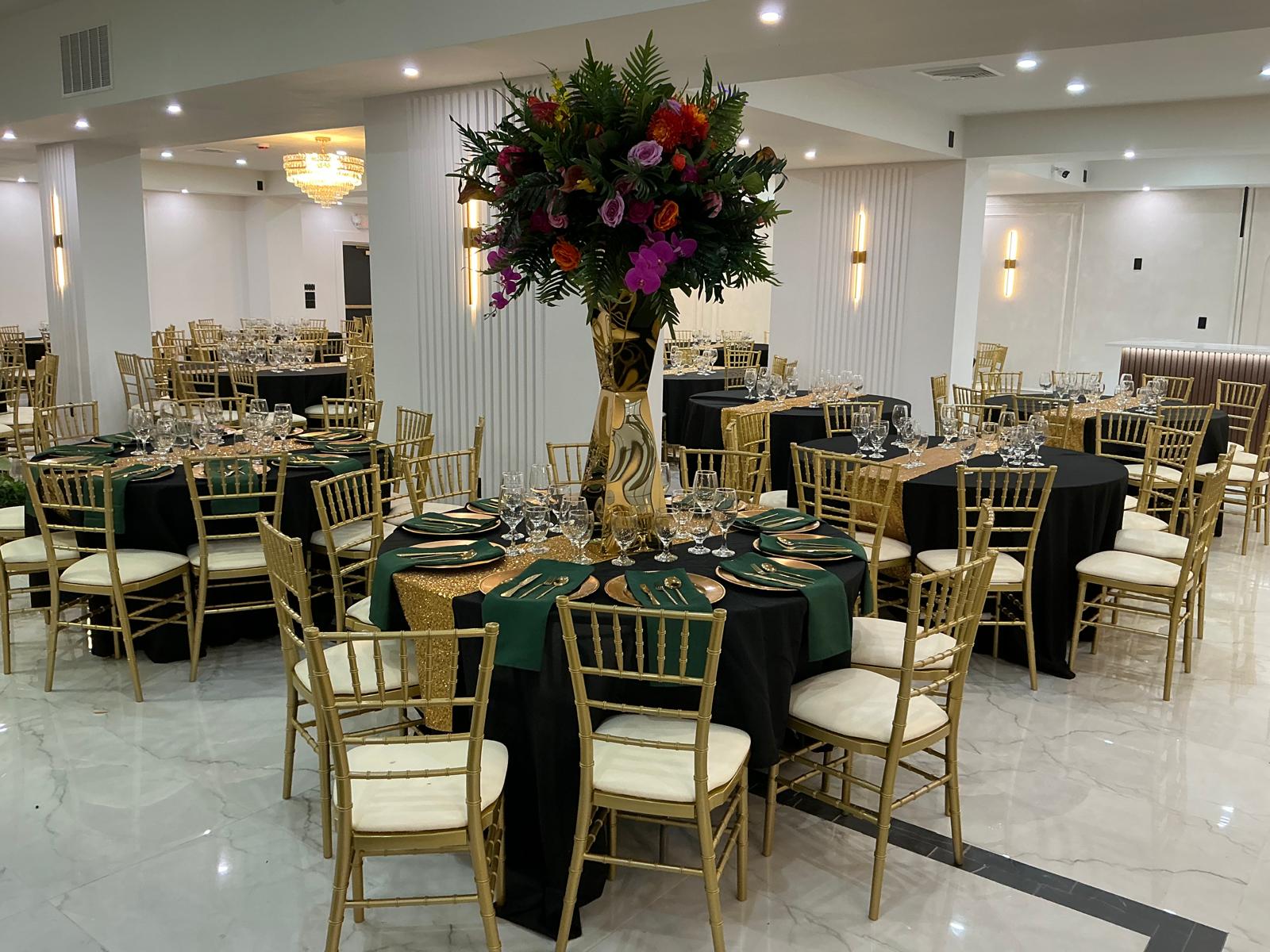 A lively party with a crowd and vibrant lights.